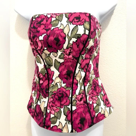 White House Black Market Corset Floral Top Like New! - Picture 1 of 6